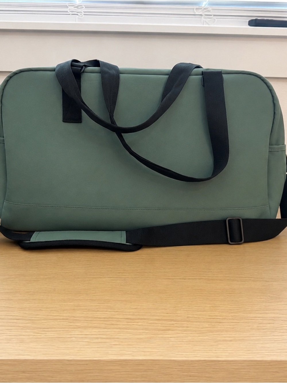 Men's Open Story Green Travel Duffel Bag with Black Straps